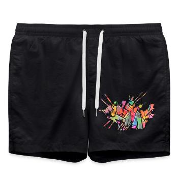 Graffiti style Splash hip hop colors painter color - Swim Trunks - black - Front - AI Model Male 185 light (185cm)