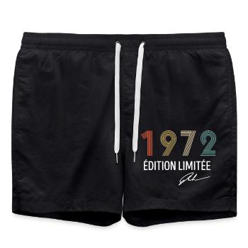 Retro Millésime 1972 Édition Limitée Anniversaire - Short de bain - noir - Devant - AI Model Male 185 light (185cm)