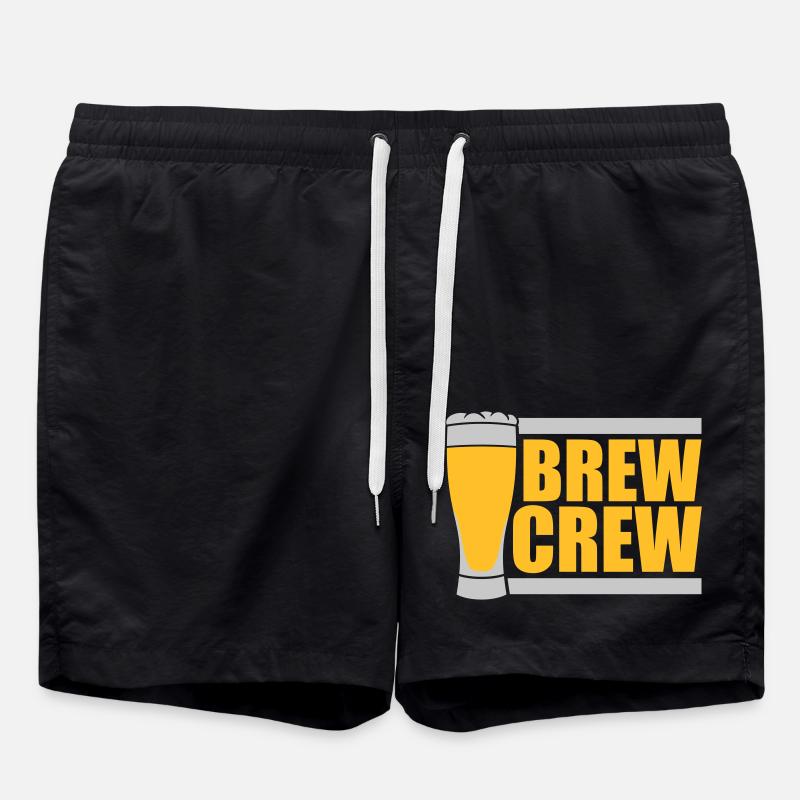 Brew Crew Beer Glass Saying - Swim Trunks - black