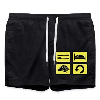 Repeat wilderness camping daily - Swim Trunks - black - Front - AI Model Male 185 light (185cm)