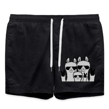Peace Familie Lama Eltern - Badeshorts - Schwarz - Vorne - AI Model Male 185 light (185cm)