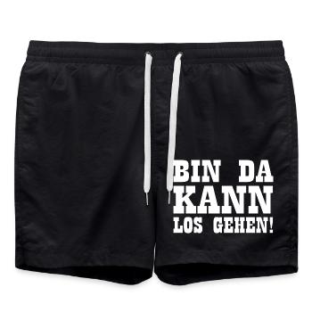 Bin da kann losgehen - Badeshorts - Schwarz - Vorne - AI Model Male 185 light (185cm)