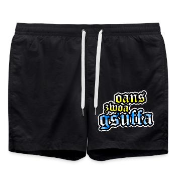 Oans Zwoa Gsuffa - Badeshorts - Schwarz - Vorne - AI Model Male 185 light (185cm)