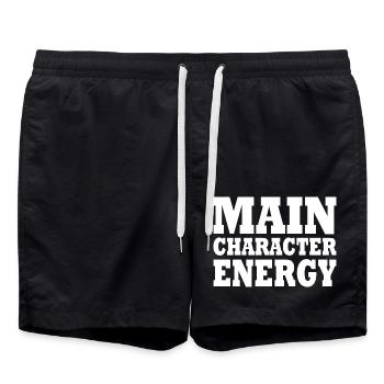 Main character energy - Swim Trunks - black - Front - AI Model Male 185 light (185cm)