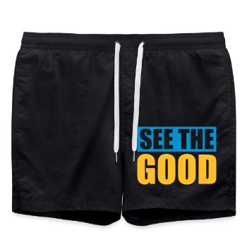 see the good quote - Swim Trunks - black - Front - AI Model Male 185 light (185cm)