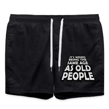 being old people age - Swim Trunks - black - Front - AI Model Male 185 light (185cm)