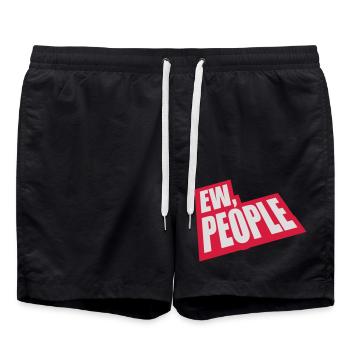 ew people funny quote - Swim Trunks - black - Front - AI Model Male 185 light (185cm)