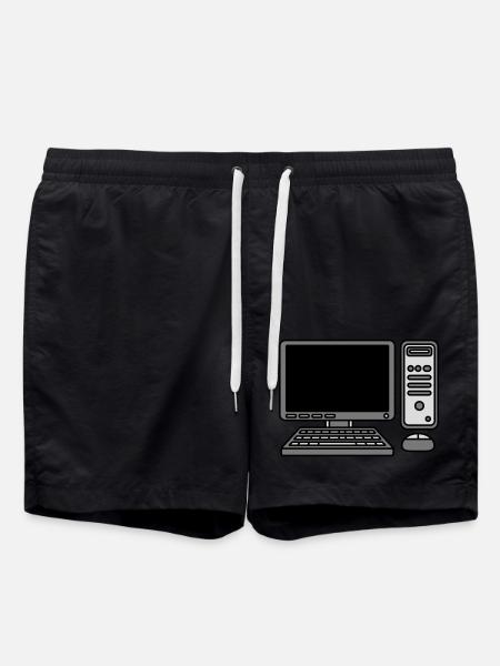 Computer Keyboard Mouse Screen - Swim Trunks - black