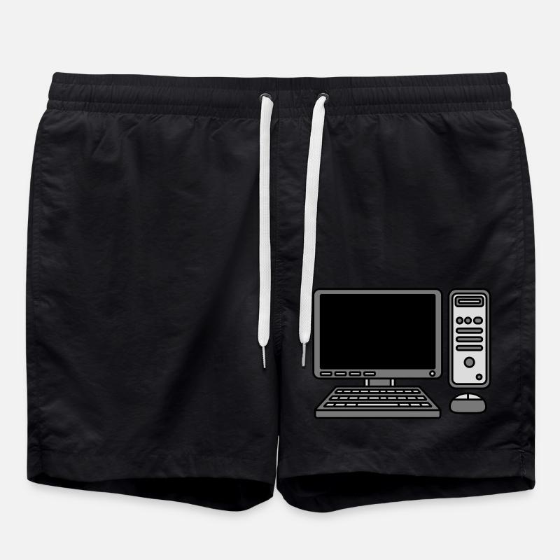 Computer Keyboard Mouse Screen - Swim Trunks - black