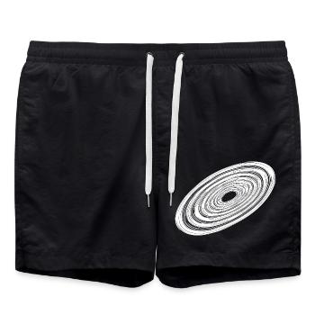 Three Dimensional Vintage Circle Disc - Swim Trunks - black - Front - AI Model Male 185 light (185cm)