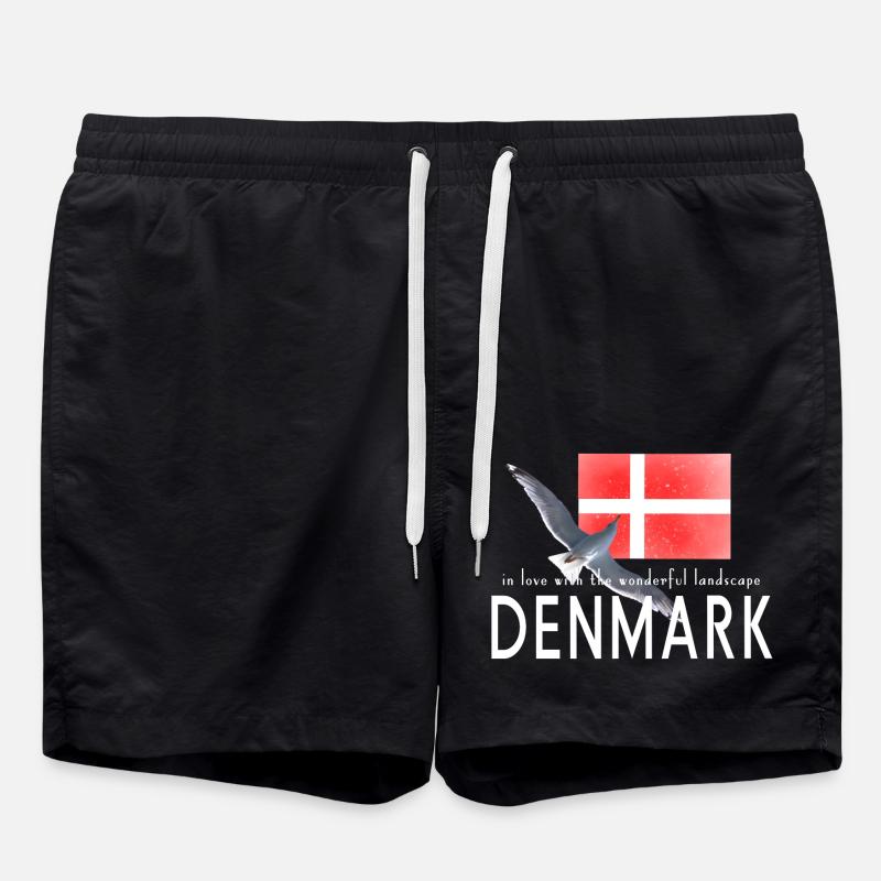 Denmark Danmark Seagull - Swim Trunks - black