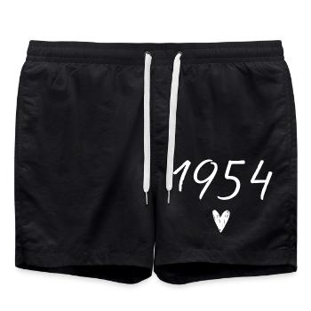 1954 Heart Birthday - Swim Trunks - black - Front - AI Model Male 185 light (185cm)