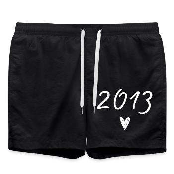 Herzjubiläum 2013 - Badeshorts - Schwarz - Vorne - AI Model Male 185 light (185cm)