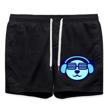 Pandabär DJ Panda Bär Hört Laute Musik Party Tier - Badeshorts - Schwarz - Vorne - AI Model Male 185 light (185cm)