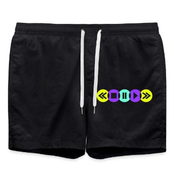 Play Symbole Musik Hören Player Abspielen Tasten - Badeshorts - Schwarz - Vorne - AI Model Male 185 light (185cm)