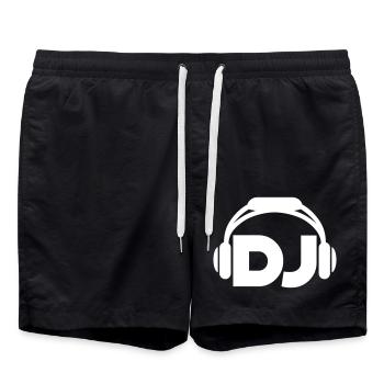 DJ Casque Musique Fête Célébrations Texte Lettrage - Short de bain - noir - Devant - AI Model Male 185 light (185cm)