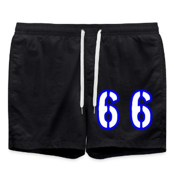 66 Zahl Symbol - Badeshorts - Schwarz - Vorne - AI Model Male 185 light (185cm)