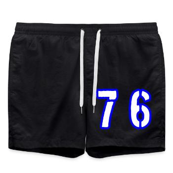 76 Number Symbol - Swim Trunks - black - Front - AI Model Male 185 light (185cm)