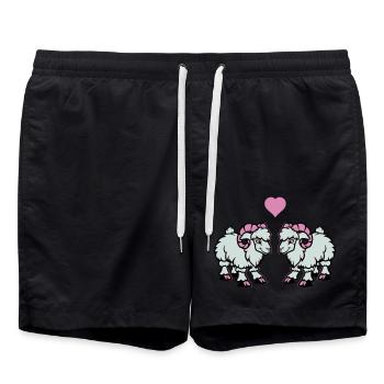 schaf comic widder love - Badeshorts - Schwarz - Vorne - AI Model Male 185 light (185cm)