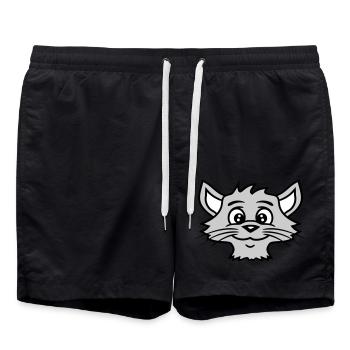 Pretty Cat Looking Happy Cheerful Smiling - Swim Trunks - black - Front - AI Model Male 185 light (185cm)