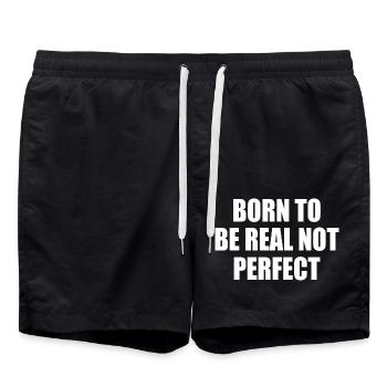 born to be real not perfect - Badeshorts - Schwarz - Vorne - AI Model Male 185 light (185cm)