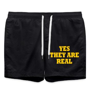 yes they are real - Short de bain - noir - Devant - AI Model Male 185 light (185cm)
