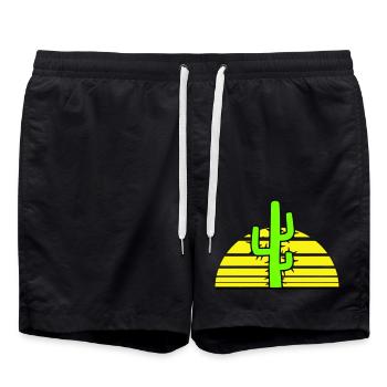 Cactus Sun Prickly Night Desert Sunset - Swim Trunks - black - Front - AI Model Male 185 light (185cm)