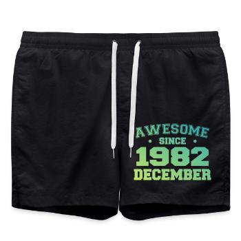 Dezember 1982 Geburtstag - Dezember 1982 Geschenk - Badeshorts - Schwarz - Vorne - AI Model Male 185 light (185cm)