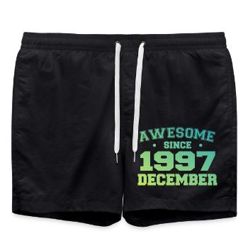 December 1997 Birthday - December 1997 Gift - Swim Trunks - black - Front - AI Model Male 185 light (185cm)