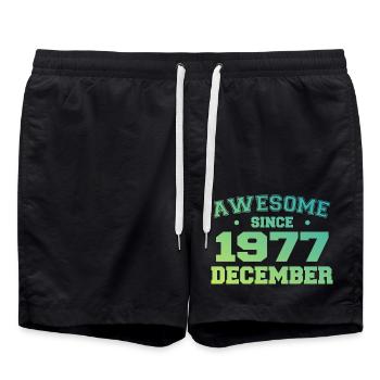 Birthday December 1977 - Gift December 1977 - Swim Trunks - black - Front - AI Model Male 185 light (185cm)