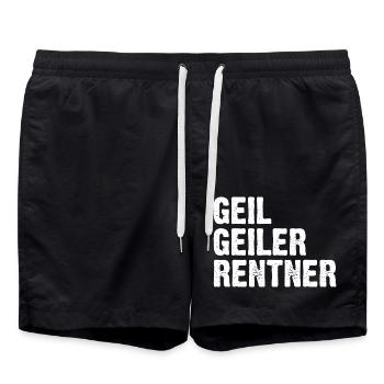 Rentner Rente Pension - Badeshorts - Schwarz - Vorne - AI Model Male 185 light (185cm)