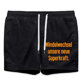 Diaper change – our new superpower - Swim Trunks - black - Front - AI Model Male 185 light (185cm)