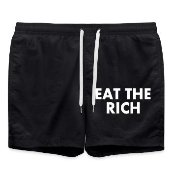 Eat the rich - Swim Trunks - black - Front - AI Model Male 185 light (185cm)