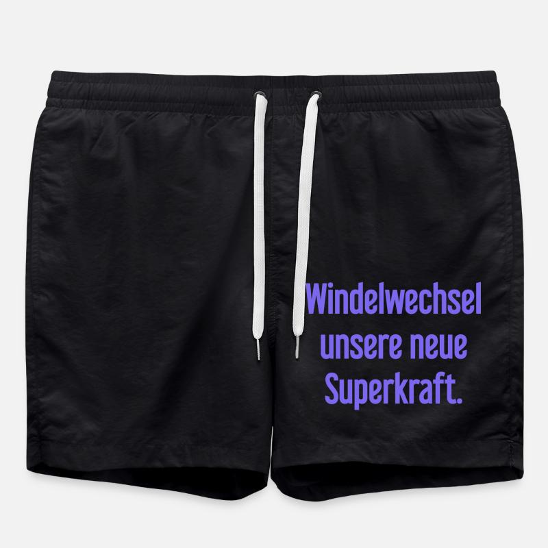 Windelwechsel – unsere neue Superkraft - Badeshorts - Schwarz