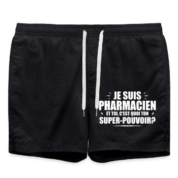 Je suis Pharmacien. C'est quoi ton super pouvoir ? - Short de bain - noir - Devant - AI Model Male 185 light (185cm)