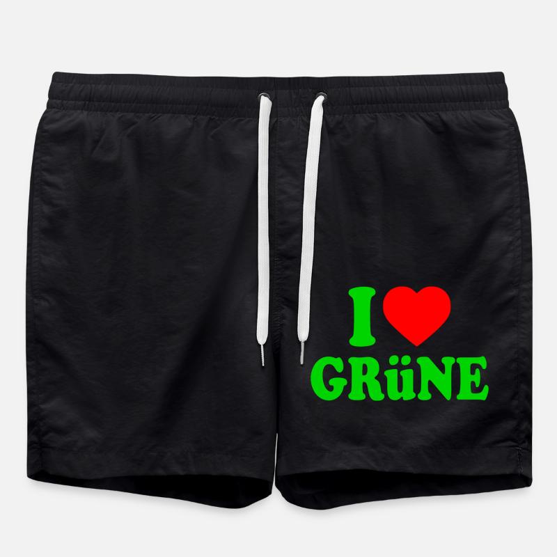 I love green - Swim Trunks - black