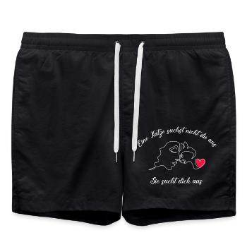 Eine Katze suchst nicht du aus, sie sucht dich aus - Badeshorts - Schwarz - Vorne - AI Model Male 185 light (185cm)