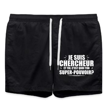 I am a Researcher. What's your superpower? - Swim Trunks - black - Front - AI Model Male 185 light (185cm)
