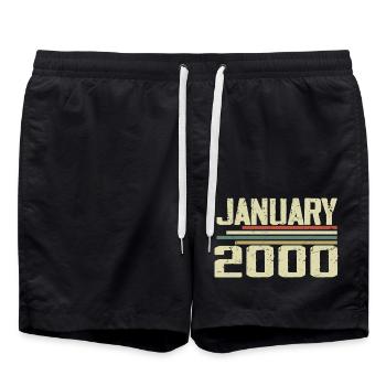 Januar 2000 - Geburtstagsgeschenk Januar 2000 - Badeshorts - Schwarz - Vorne - AI Model Male 185 light (185cm)