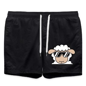 Sheep Sunglasses Party Cool DJ Head Face Cute - Swim Trunks - black - Front - AI Model Male 185 light (185cm)