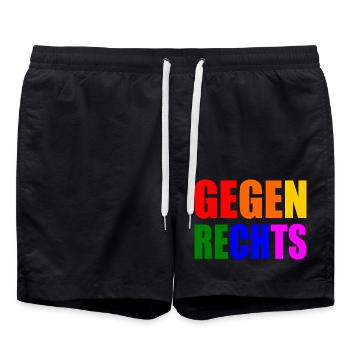 Gegen rechts - Badeshorts - Schwarz - Vorne - AI Model Male 185 light (185cm)