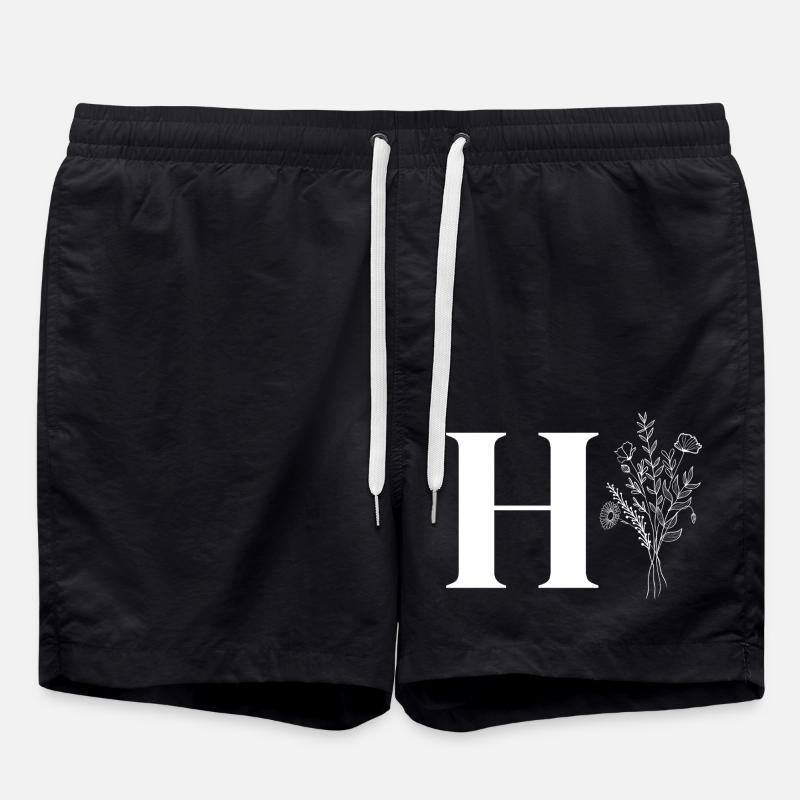 Minimalist flowers - Swim Trunks - black