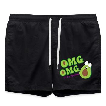 "Oh My Guacamole" – für echte Avocado-Fans - Badeshorts - Schwarz - Vorne - AI Model Male 185 light (185cm)
