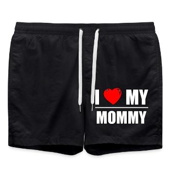 Font design "I love my Mommy" - Swim Trunks - black - Front - AI Model Male 185 light (185cm)