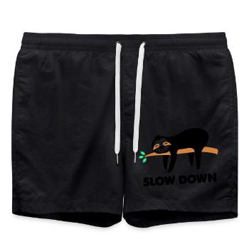 Sloth slow down - Swim Trunks - black - Front - AI Model Male 185 light (185cm)