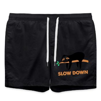 Sloth slow down - Swim Trunks - black - Front - AI Model Male 185 light (185cm)