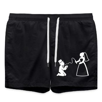 Brautpaar Ehe Paar Peitsche Hochzeit - Badeshorts - Schwarz - Vorne - AI Model Male 185 light (185cm)
