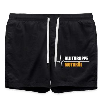 Blutgruppe Motoröl - da steigt dein Puls - Badeshorts - Schwarz - Vorne - AI Model Male 185 light (185cm)