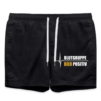 Blutgruppe Bier Positiv - da steigt dein Puls - Badeshorts - Schwarz - Vorne - AI Model Male 185 light (185cm)