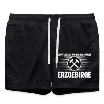 Erzgebirge Gemuetlichkeit - Badeshorts - Schwarz - Vorne - AI Model Male 185 light (185cm)